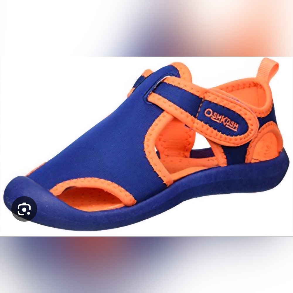 OshKosh B’gosh Toddler Water Shoes Navy Orange Closed Toe Sandals Beach Swimwear